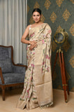 Off-White Printed Chanderi Saree