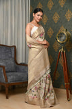 Off-White Printed Chanderi Saree