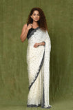 Off White Chiffon Satin Designer Saree