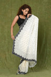 Off White Chiffon Satin Designer Saree