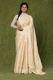 OffWhite Embroidered Cut Work Semi Tussar Saree