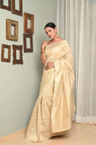 Off White Gold White Booti Cotton Silk Banarasi Saree