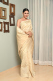 Off White Gold White Booti Cotton Silk Banarasi Saree