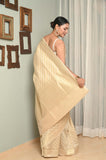 Off White Gold White Booti Cotton Silk Banarasi Saree