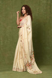 OffWhite Semi Tussar Embroidered Saree