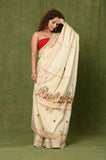 OffWhite Semi Tussar Embroidered Saree