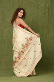 OffWhite Semi Tussar Embroidered Saree