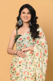 Offwhite Chinon Floral Printed Saree