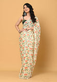 Offwhite Chinon Floral Printed Saree