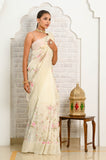 Offwhite Linen Banarasi Saree