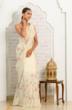 Offwhite Linen Banarasi Saree