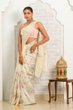 Offwhite Linen Banarasi Saree