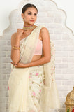 Offwhite Linen Banarasi Saree