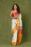 Offwhite Moonga Silk Saree