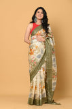 Offwhite Tussar Printed Saree