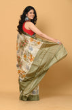 Offwhite Tussar Printed Saree