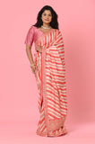 Onion Russian Silk Lehariya Designer Saree