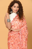 Orange Chinon Printed Saree