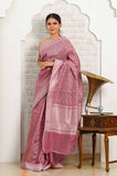 Pastel Pink Cotton Silk Banarasi Saree