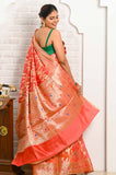 Peach Dupion Silk Banarasi Saree