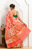 Peach Dupion Silk Banarasi Saree