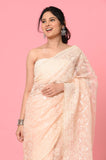 Peach Organza Sequins Embroidered Designer Saree