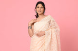 Peach Organza Sequins Embroidered Designer Saree