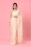 Peach Organza Sequins Embroidered Designer Saree