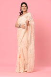 Peach Organza Sequins Embroidered Designer Saree