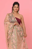 Peach Organza Tissue Embroidered Saree