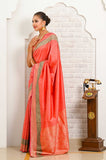 Peach Soft Silk Banarasi Saree