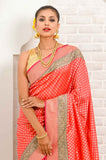 Peach Soft Silk Banarasi Saree