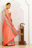 Peach Soft Silk Banarasi Saree