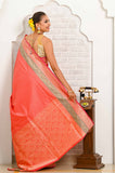 Peach Soft Silk Banarasi Saree