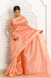 Peach Tissue Banarasi Saree