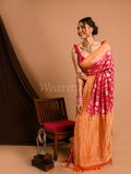 Pink-Orange Banarasi Khaddi Saree