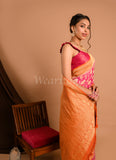 Pink-Orange Banarasi Khaddi Saree