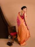 Pink-Orange Banarasi Khaddi Saree