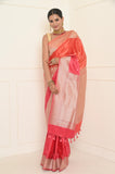 Pink-Orange Mashru Silk Banarasi Saree