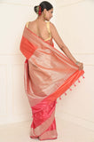 Pink-Orange Mashru Silk Banarasi Saree