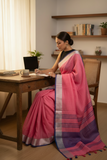 Pink-Purple Linen Saree