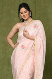 Pink Dola Silk Embroidered Saree