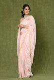 Pink Dola Silk Embroidered Saree