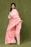 Pink Embroidered Cut Work Semi Tussar Saree