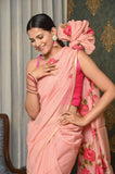 Pink Hand Painted Cotton Saree