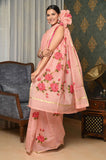 Pink Hand Painted Cotton Saree