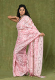 Pink Kora Embroidary Jaal Saree with Chanderi Digital Blouse Piece