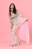 Pink Lavendar HO Silk Designer Saree