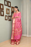 Pink Multi Booti Zari Cotton Silk Banarasi Saree