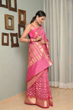 Pink Multi Booti Zari Cotton Silk Banarasi Saree